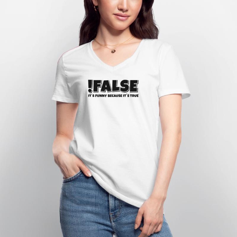 False True Programmierer Spruch Frauen-T-Shirt mit V-Ausschnitt