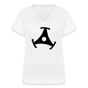 Vinyl Singlestern 45 R.P.M. Adapter Schallplatten - Frauen-T-Shirt mit V-Ausschnitt - Weiß - Vorne - Lela (165cm)