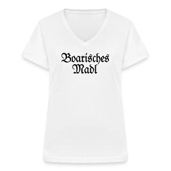Boarisches Madl - Ein Mädel aus Bayern - Frauen-T-Shirt mit V-Ausschnitt - Weiß - Vorne - Lela (165cm)