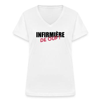 Nurse PKrankenschwester Infirmier Infirmière - Women's V-neck T-shirt - white - Front - Lela (165cm)