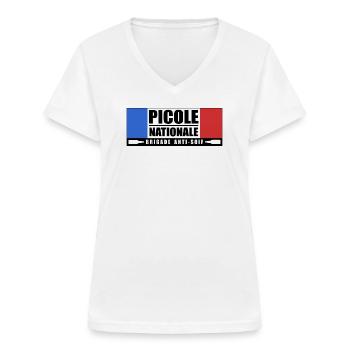 Picole nationale - T-shirt col V Femme - blanc - Devant - Lela (165cm)