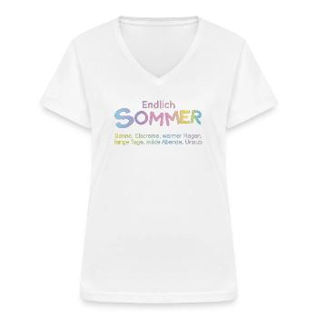 Endlich Sommer: Pastellfarben - Frauen-T-Shirt mit V-Ausschnitt - Weiß - Vorne - Lela (165cm)