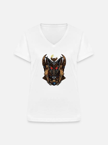 Anubis Steampunk - Frauen-T-Shirt mit V-Ausschnitt - Weiß