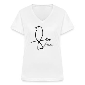 Frieden - Frauen-T-Shirt mit V-Ausschnitt - Weiß - Vorne - Lela (165cm)