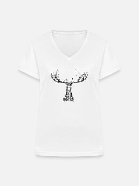 Skulptur Elch Kopf Schweden - Frauen-T-Shirt mit V-Ausschnitt - Weiß