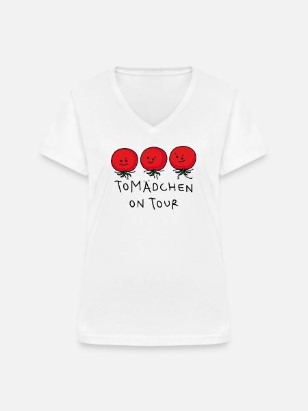 Junggesellinen Tomaten Weiberabend - Frauen-T-Shirt mit V-Ausschnitt - Weiß