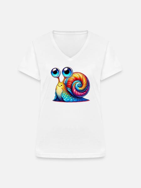 Schnecke - Frauen-T-Shirt mit V-Ausschnitt - Weiß