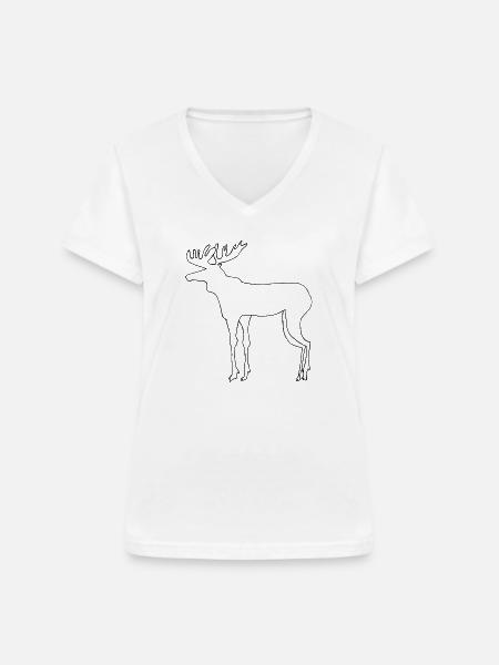 Elch - Frauen-T-Shirt mit V-Ausschnitt - Weiß