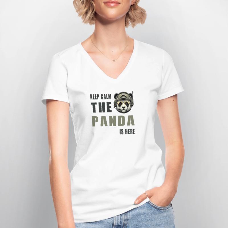 Panda tactique – Restez calme T-shirt col V Femme