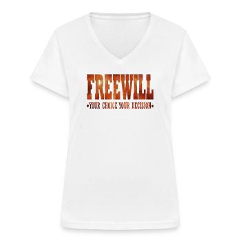 FreeWill - Women's V-neck T-shirt - white - Front - Lela (165cm)