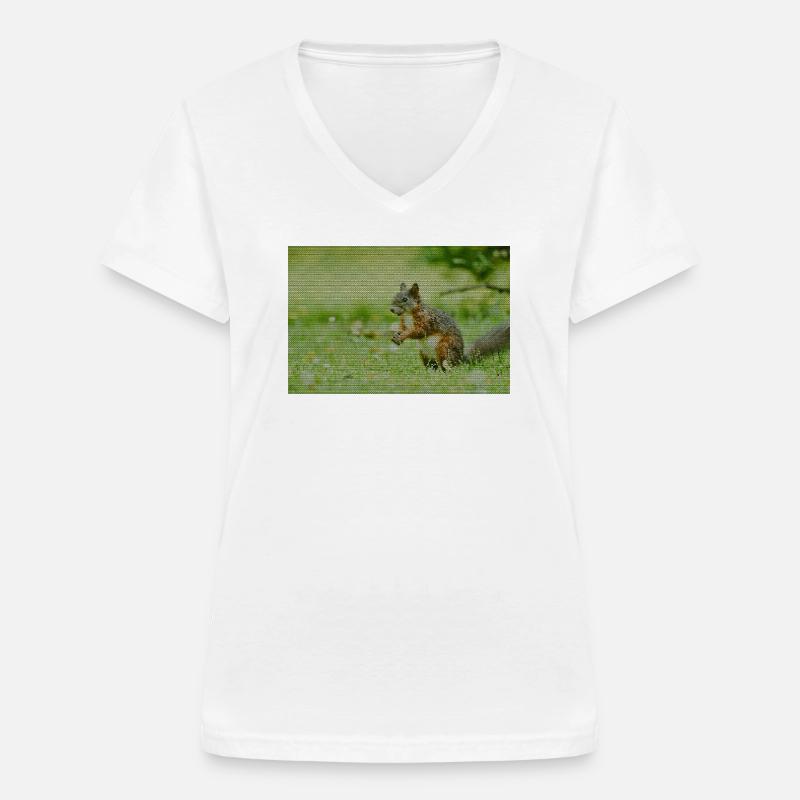 Squirrel Forest Pattern - Women's V-neck T-shirt - white
