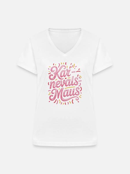 Karnevalsmaus Karneval Köln Kölner Karnevals Maus - Frauen-T-Shirt mit V-Ausschnitt - Weiß
