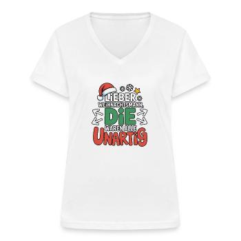 Lieber Weihnachtsmann Unartig - Frauen-T-Shirt mit V-Ausschnitt - Weiß - Vorne - Lela (165cm)