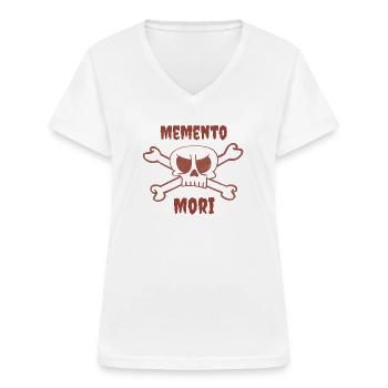 Memento Mori (Du bist nicht für immer) - Frauen-T-Shirt mit V-Ausschnitt - Weiß - Vorne - Lela (165cm)