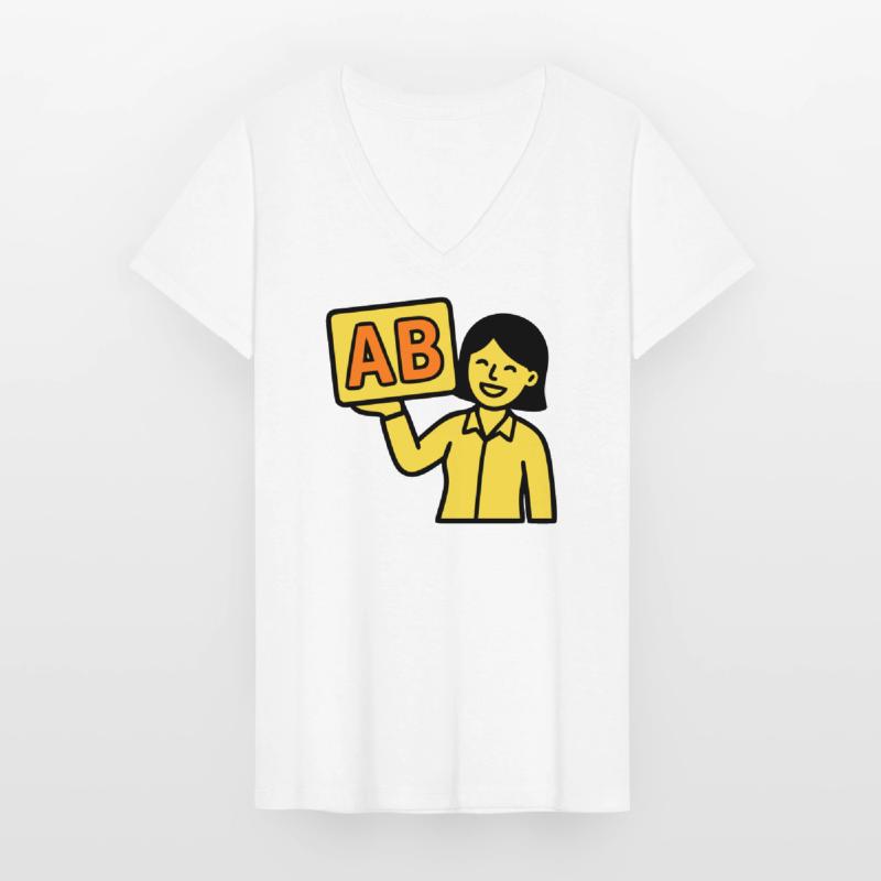 Teacher Elementary School ABC Vector Women's V-neck T-shirt