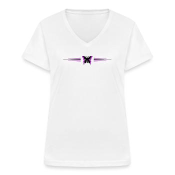 Schmetterling Symbol Linie - Frauen-T-Shirt mit V-Ausschnitt - Weiß - Vorne - Lela (165cm)