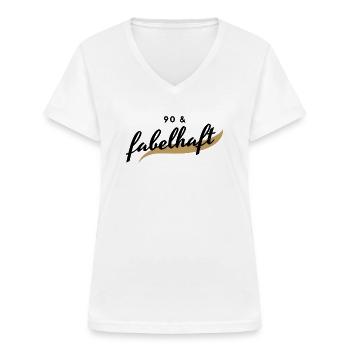 90. Geburtstag, 90 & fabelhaft - Frauen-T-Shirt mit V-Ausschnitt - Weiß - Vorne - Lela (165cm)