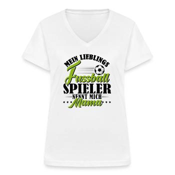 Fussball Spieler Mama - Frauen-T-Shirt mit V-Ausschnitt - Weiß - Vorne - Lela (165cm)