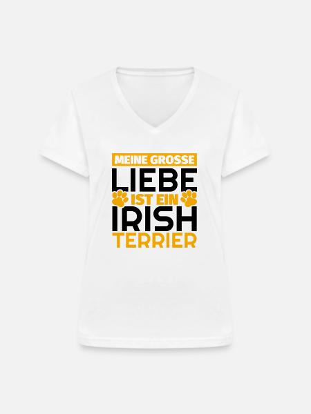 Irish Terrier Geschenke lustig - Frauen-T-Shirt mit V-Ausschnitt - Weiß