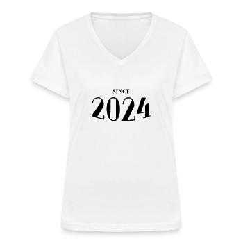 Lustiger Geburtstag seit 2024 - Frauen-T-Shirt mit V-Ausschnitt - Weiß - Vorne - Lela (165cm)