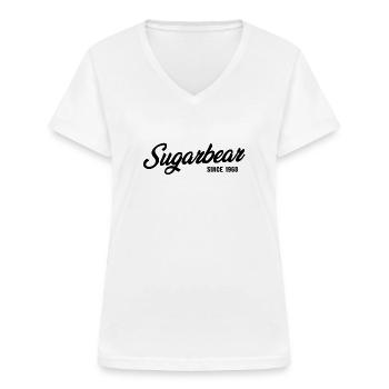 Lustiger Zuckerbär seit 1968 - Frauen-T-Shirt mit V-Ausschnitt - Weiß - Vorne - Lela (165cm)