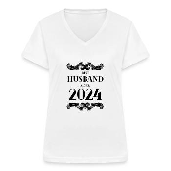 Bester Ehemann seit 2024 Hochzeitstag - Frauen-T-Shirt mit V-Ausschnitt - Weiß - Vorne - Lela (165cm)