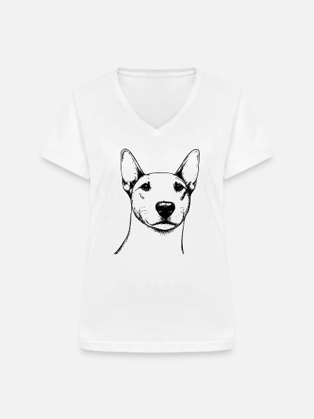 Bullterrier Umrisse - Frauen-T-Shirt mit V-Ausschnitt - Weiß