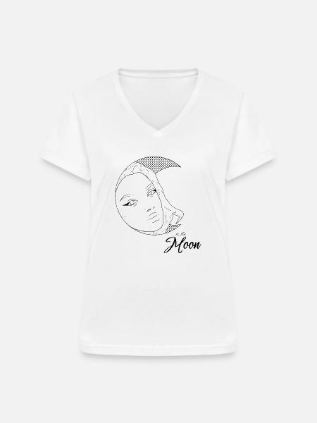 Moon - Frauen-T-Shirt mit V-Ausschnitt - Weiß