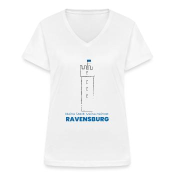 Ravensburg - Frauen-T-Shirt mit V-Ausschnitt - Weiß - Vorne - Lela (165cm)
