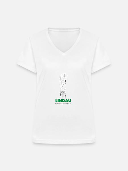 Lindau am Bodensee - Frauen-T-Shirt mit V-Ausschnitt - Weiß