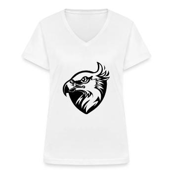 eagle's head with wing in profile with shield - Women's V-neck T-shirt - white - Front - Lela (165cm)