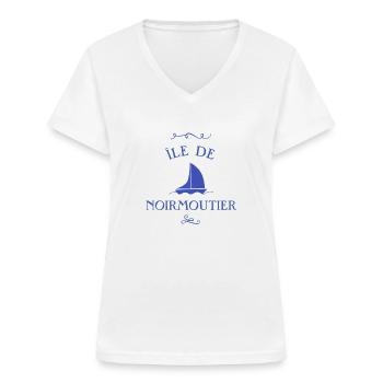 Noirmoutier Inselboot - Frauen-T-Shirt mit V-Ausschnitt - Weiß - Vorne - Lela (165cm)