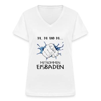 Eisbaden Winterbader-Motivation Eisbader - Frauen-T-Shirt mit V-Ausschnitt - Weiß - Vorne - Lela (165cm)