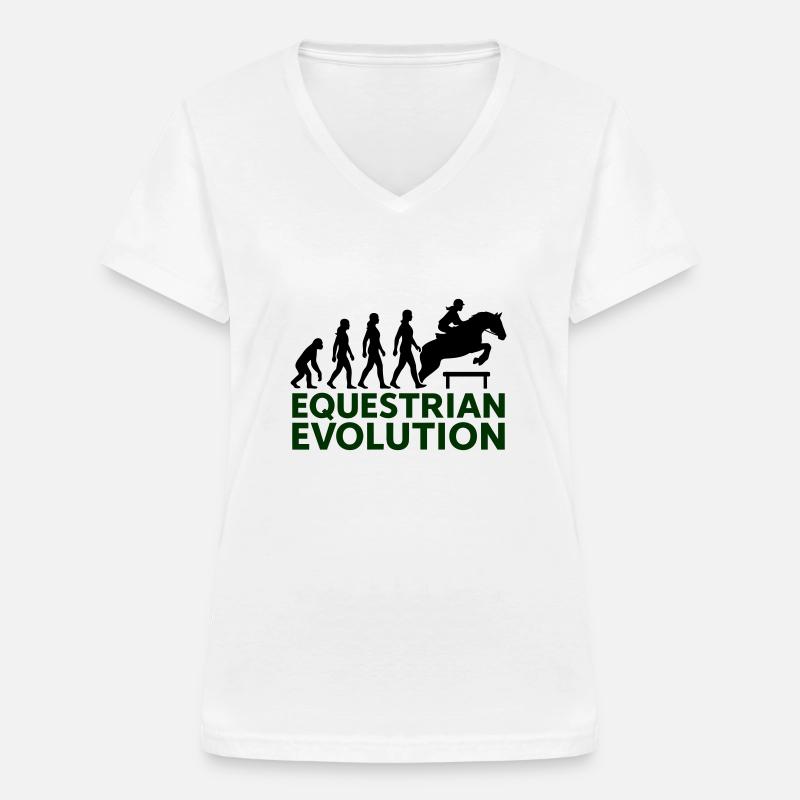 Equestrian Evolution Reiterin Geschenk Cool - Frauen-T-Shirt mit V-Ausschnitt - Weiß