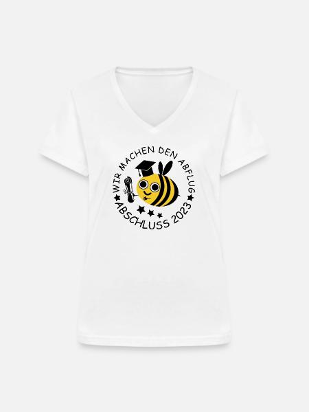 Abschluss Biene 2023 - Frauen-T-Shirt mit V-Ausschnitt - Weiß