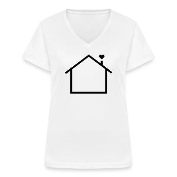 Haus schlicht mit Herz - Frauen-T-Shirt mit V-Ausschnitt - Weiß - Vorne - Lela (165cm)