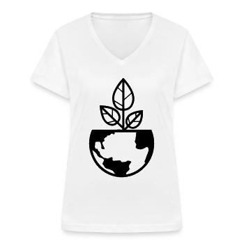 Planète Terre - T-shirt col V Femme - blanc - Devant - Lela (165cm)