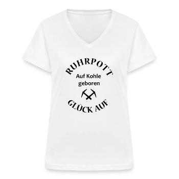 Ruhrpott Glück auf - Frauen-T-Shirt mit V-Ausschnitt - Weiß - Vorne - Lela (165cm)