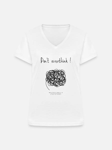 Walter & Wallis - Psy 5 - Frauen-T-Shirt mit V-Ausschnitt - Weiß