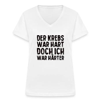 Der Krebs War Hart Doch Ich War Härter - Frauen-T-Shirt mit V-Ausschnitt - Weiß - Vorne - Lela (165cm)