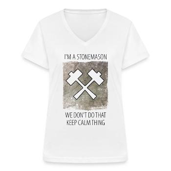Stonemason Stone Sculptor Saying - Women's V-neck T-shirt - white - Front - Lela (165cm)