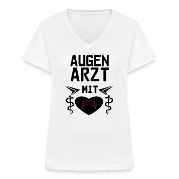 Augenarzt mit Herz Geschenk - Frauen-T-Shirt mit V-Ausschnitt - Weiß - Vorne - Lela (165cm)