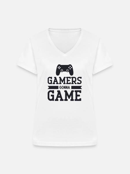 Spieler werden spielen - Frauen-T-Shirt mit V-Ausschnitt - Weiß