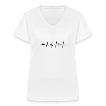Geländewagen Offroad Fahrzeug Herzschlag EKG - Frauen-T-Shirt mit V-Ausschnitt - Weiß - Vorne - Lela (165cm)