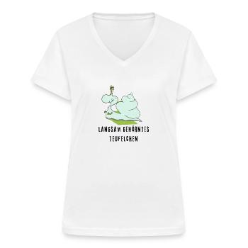 langsam gehörntes Teufelchen - Frauen-T-Shirt mit V-Ausschnitt - Weiß - Vorne - Lela (165cm)
