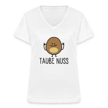 Taube Nuss - Frauen-T-Shirt mit V-Ausschnitt - Weiß - Vorne - Lela (165cm)