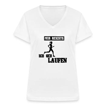 läuferin ich geh laufen - Frauen-T-Shirt mit V-Ausschnitt - Weiß - Vorne - Lela (165cm)