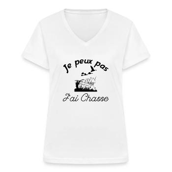 Je peux pas J ai Chasse T-shirt drôle chasseurs - T-shirt col V Femme - blanc - Devant - Lela (165cm)