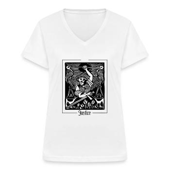 Justice shirt - Women's V-neck T-shirt - white - Front - Lela (165cm)