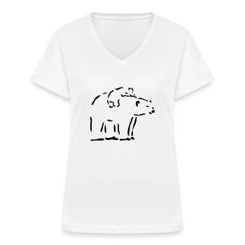 Eisbär mit jungem Eisbär - Frauen-T-Shirt mit V-Ausschnitt - Weiß - Vorne - Lela (165cm)
